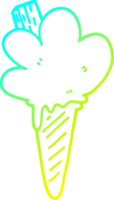 cold gradient line drawing of a cartoon ice cream cone png