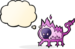 cartoon little imp with thought bubble png