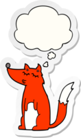 cartoon wolf with thought bubble as a printed sticker png