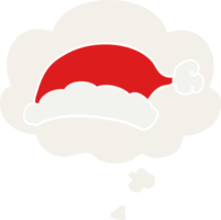 cartoon christmas hat with thought bubble in retro style png