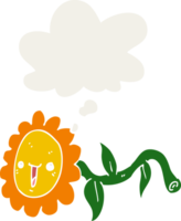 dibujos animados flor con pensamiento burbuja en retro estilo png