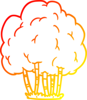 warm gradient line drawing of a Cartoon tree png