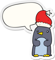 linda Navidad pingüino con habla burbuja pegatina png