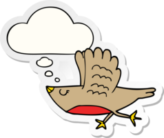 cartoon bird with thought bubble as a printed sticker png