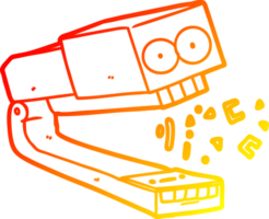 warm gradient line drawing of a crazy cartoon stapler png