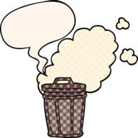 cartoon stinky garbage can with speech bubble in comic book style png