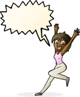 cartoon excited woman with speech bubble png