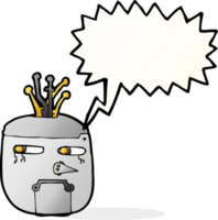 cabeza de robot de dibujos animados con burbujas de discurso png