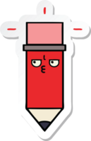 sticker of a cute cartoon pencil png