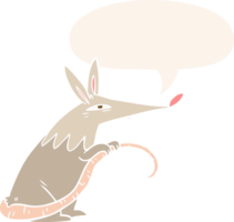 cartoon sneaky rat with speech bubble in retro style png