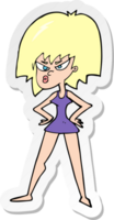 sticker of a cartoon angry woman in dress png