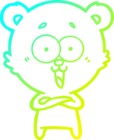 cold gradient line drawing of a laughing teddy  bear cartoon png