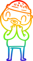 rainbow gradient line drawing of a cartoon bearded man png