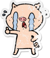 adesivo angosciato di un cartone animato di maiale che piange png