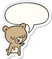 cartoon bear with speech bubble sticker png