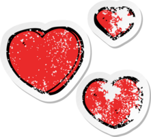 distressed sticker of a cartoon love hearts png
