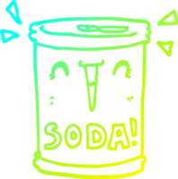 cold gradient line drawing of a cartoon soda can png