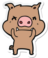 pegatina de un cerdo de dibujos animados enojado png