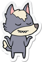 autocollant d'un loup de dessin animé amical png