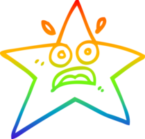 rainbow gradient line drawing of a funny cartoon star png