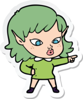 sticker van een mooi cartoon elf meisje png