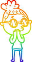 regenboog helling lijn tekening van een tekenfilm vrouw vervelend bril png