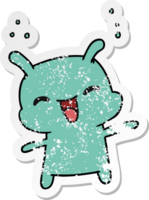 distressed sticker cartoon illustration kawaii cute happy alien png