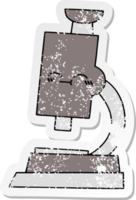 distressed sticker of a cute cartoon microscope png