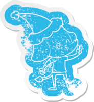 cute quirky cartoon distressed sticker of a elephant wearing santa hat png