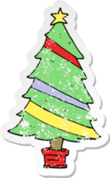 distressed sticker of a cartoon christmas tree png