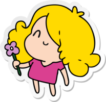 sticker tekenfilm illustratie van een schattig kawaii meisje png