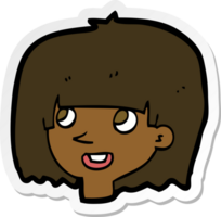 sticker of a cartoon happy female face png