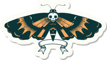 tattoo style sticker with banner of a deaths head moth png