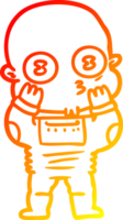 warm gradient line drawing of a cartoon weird bald spaceman png