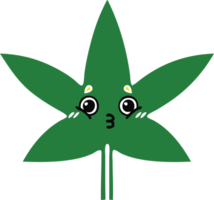 flat color retro cartoon of a marijuana leaf png