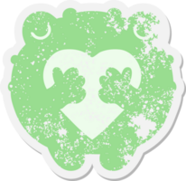 frog in love grunge sticker png