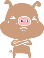 flat color style cartoon grumpy pig png