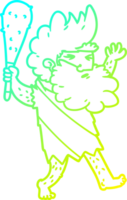 cold gradient line drawing of a cartoon cave man png