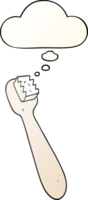 desenho animado escova de dente com pensamento bolha dentro suave gradiente estilo png