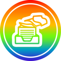 Bureau papier empiler circulaire icône avec arc en ciel pente terminer png