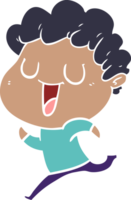 laughing flat color style cartoon man running png