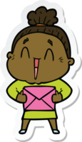 sticker of a cartoon happy old lady png