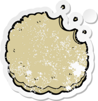 distressed sticker of a cartoon biscuit png