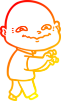 caloroso gradiente linha desenhando do uma desenho animado arrepiante cara png