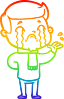 arco Iris gradiente linha desenhando do uma desenho animado homem chorando png