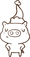 Festive Pig Charcoal Drawing png