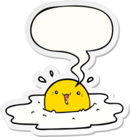 linda dibujos animados frito huevo con habla burbuja pegatina png