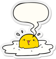 cute cartoon fried egg with speech bubble sticker png