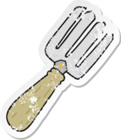 distressed sticker of a cartoon fork png