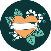 iconic tattoo style image of a heart and banner png